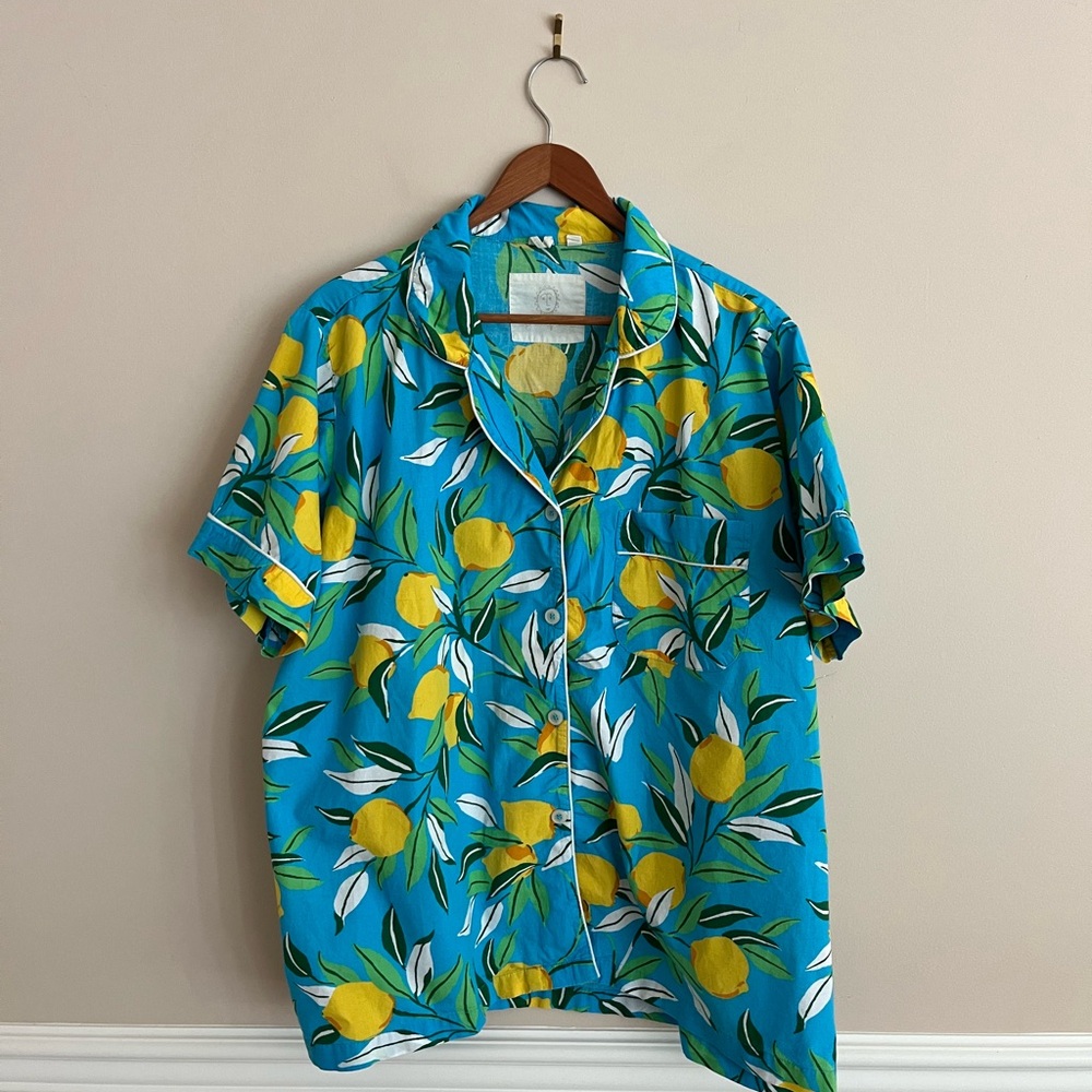 PRINTFRESH SET Blue Lemon Zest Pajama Top & Shorts size 1X